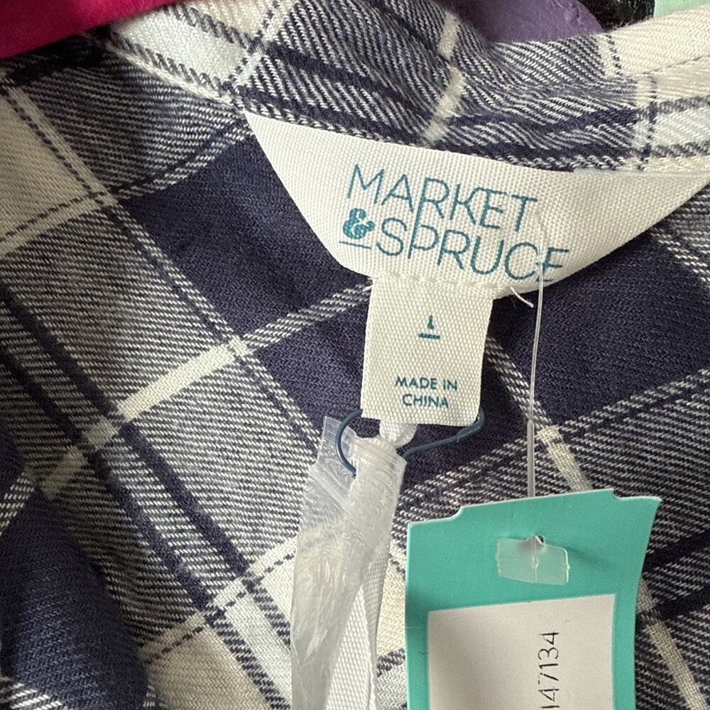 Market & Spruce Amelia Cozy Flannel Plaid, Blue, Large - Picture 3 of 6